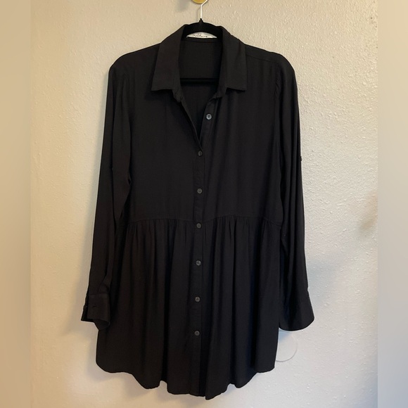 Solitaire Tops - Solitaire Empire Waist Collared Tunic Top